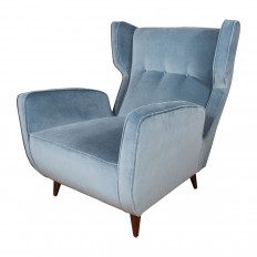 Pair of upholstered high back armchairs